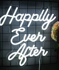 Happily Ever After Neon Sign White Led Neon Light for Wedding Bridal Shower Usb Powered Light Up Sign for Engagement