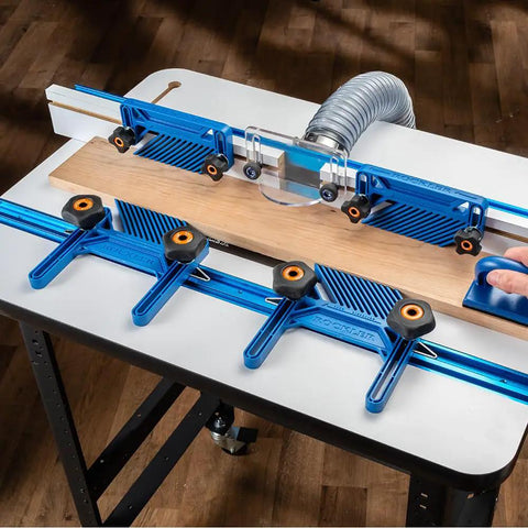 Heavy Duty Table Saw Featherboard Kit With Extra Height And Precise Adjustment For Tall Workpieces Includes Two Featherboards Knobs And Risers