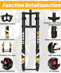 20 Inch Fat Tire Mountain Bike Fork with beefed up inverted air suspension, detailed view of components, 15x150mm thru axle
