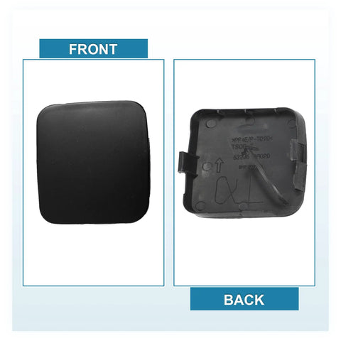 Front and back view of Front Tow Hook Cover Set For Toyota RAV4 2009 2010 2011 2012 Direct Fit Front Left And Right Bright Black Replacement