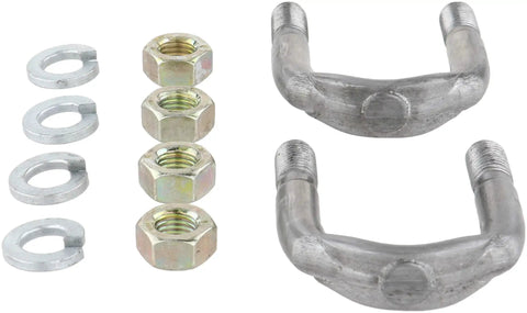 OE Replacement 1310 Series U Bolt Kit with nuts and washers for drivetrain upgrades, showing metal components and finish.