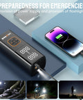Portable Tire Inflator Air Compressor, 5X Faster Cordless Pump With 180 PSI, Built-In Rechargeable Battery next to phone