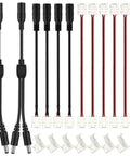 No-Solder No-Fuss Gapless LED Connector Kit For 8mm 2835 And 3528 LED Strips, 2Pin Jumpers, DC Female Jack Splitter visible