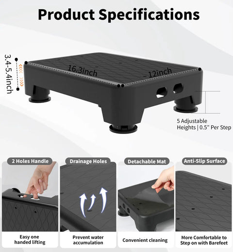 5 Level Adjustable Step Stool With 700 Lb Capacity For Seniors And Home Safety, showing specifications and features