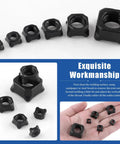 Badass Square Weld Nut Assortment 107 Pieces Covers M4 Through M14 Black Coarse Thread Carbon Steel Tools For Heavy Duty Garage Jobs And Shadetree Builders displayed in various sizes.