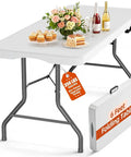 Beefy Folding Table 6Ft Heavy Duty 350 Lb Capacity With 18 Percent Thicker HDPE Waterproof Top Portable Fold In Half With Handle
