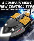 Pro RC Fishing Bait Boat With Four Bait Holders, 1640ft Remote Range, dual antenna, loaded with bait, black model
