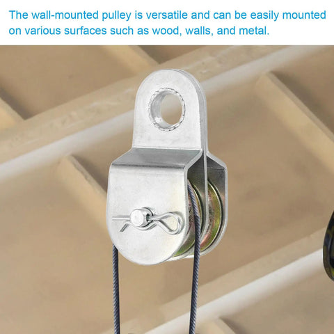Beefy Heavy Duty Double Pulley Block Wheel Set Two Pack 38mm Carbon Steel Construction For Lifting And Towing Applications Indoor Outdoor Use Rust Resistant Waterproof Built To Last wall-mounted pulley on beam with rope