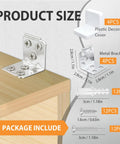 Built To Handle Serious Weight White L Shaped Angle Iron Brackets 4 Pack Heavy Duty Stainless Steel Shelf Mounting Kit showing included hardware and sizes.