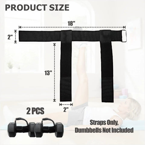 Weighted Dumbbell Ankle Strap For Leg Workouts Two Pack With Adjustable Hook And Loop Fasteners diagram with measurements