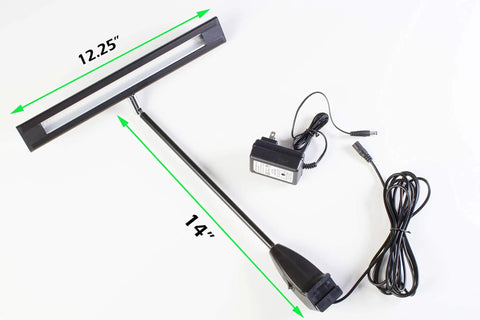Two Pack Trade Show LED Lights for Popup Booth Backdrop Panels 19W Each 1300 Lumens 5300K with power supply shown