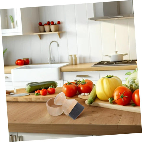 Real Deal Silicone Cutting Board Oil Wax Applicator Brush For Zero Hassle Kitchen Maintenance And Wooden Utensil Care Food Grade Mineral Oil Finishing Tool Smooth Operator No Rush Setup on a kitchen counter with fresh vegetables.