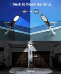 Leaf Shaped Solar Street Light Outdoor Waterproof 500W Dusk To Dawn Lamp mounted above garage illuminating driveway.