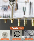 Rivet nut installation tool pressing zinc-plated 1/4-20 rivet nuts into a metal panel (installed view).
