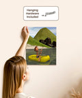Dope Cartoon Man On Ocean Rowing Inflatable Raft Canvas Wrap 11x14 Museum Grade Gallery Ready With Hardware Premium 370gsm