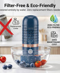 Cordless OH Ion Purifier For Fruit Veggies Meat And Seafood Capsule Shape Cleaner in glass bowl with berries and tomatoes