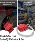 Heavy Duty 1.8M Adjustable Cable Lockout Fits 4 Locks Built Like A Tank For Extreme Temp Resilience, red butterfly valve lock set.