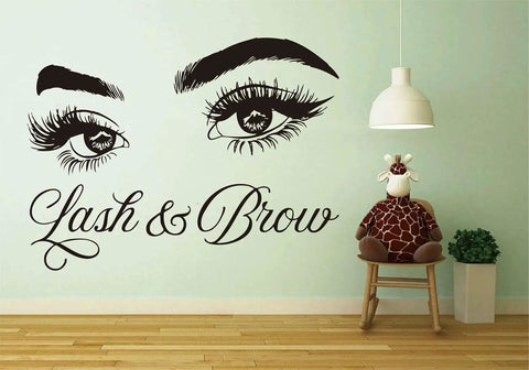 Eyelash Extension Wall Decal For Beauty Salon Makeup Room Self Adhesive Vinyl Sticker 60x84cm Waterproof Removable Black LL300