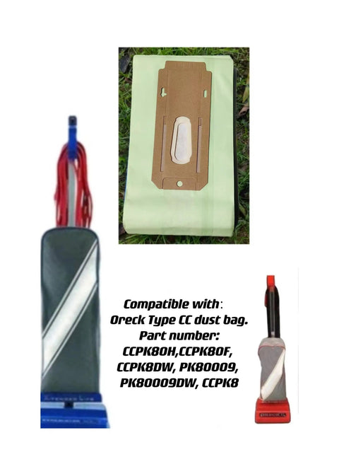 12 Pack Green Beefed Up Replacement Vacuum Bags For XL Upright Vacuums, Fits All XL Series Models, Easy Snap In Display