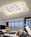 Dope Eight Square Modern LED Ceiling Light Fixture With Remote And App Dimming in a stylish living room setting