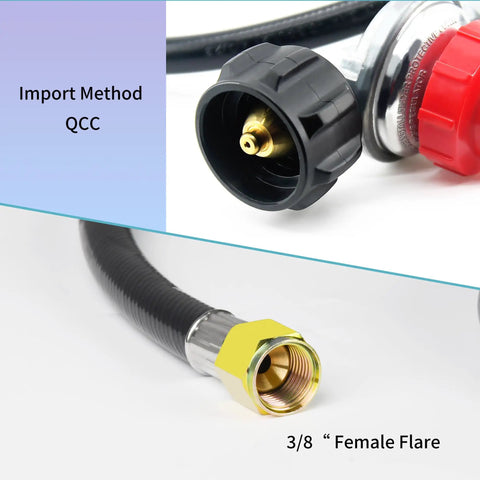 QCC1 connection and 3/8 inch female flare for 8 Feet High Pressure Propane Regulator With 20 Psi Adjustability And Hose