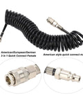 Top Shelf Coiled Air Compressor Hose Featuring Heavy Duty Flexible Inflation Extension Tube For Cars And Motorcycles Smooth Airflow Design That Slays Tire Inflation Tasks Quick with quick connect fittings.