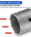 MAXAZTEX dry core drill bit for concrete; metal hollow bit shown with inner, middle and outer edge labels (close-up)