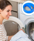 Woman using washing machine with 10 Pack Washing Machine Water Filter Replacement Kit With Steel Mesh Inline Screens