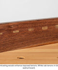 Top Shelf Half Round Router Bit Set Including 8 10 12 14 Mm Metric Heads And 1/2 Inch Shank With Two Flute Solid Carbide Construction For Killer Custom Loose Tenons Compatible With Festool Df700 Made In Usa with white oak tenons visible in black walnut board.