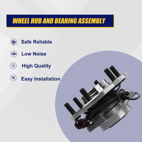 Rear Wheel Bearing And Hub Assembly Drop In Direct Fit For 2004 2010 Infiniti QX56 Rear Models, 2005 2012 Nissan Armada And 2004 Nissan Pathfinder Rear With ABS And 6 Lug Bolts side view showing lug bolts and ABS connection.