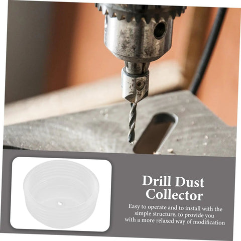3 Pack Hole Saw Dust Collector Shields Clear Bubble Dome For Ceiling Drilling Makes Cleanup A Breeze Traps Drywall Waste With Zero Sweat And Keeps Your Garage Tidy While You Tackle Recessed Light Jobs, showing a drill with a bit.