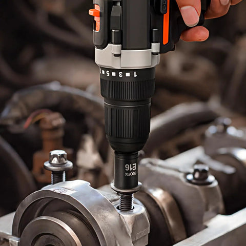 Using E16 socket from Professional Grade 25 Piece Torx Bit And Socket Set With 13 Star Bits T8 Through T60 on car engine bolt