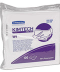 Pure Disposable Wiper With W4 Dry, 12 Inch By 12 Inch White Heavy Duty, Anti Static, Low Lint, ISO Class 4 Pack Of 100 Wipes