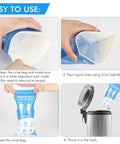 Instructional images showing Unisex Disposable Urinal Bags For Travel And Camping, 12 Pack Emergency Urine Kit use steps.