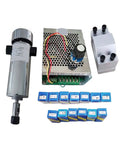 Air Cooled CNC Spindle Kit 0.8kW 110V 20000RPM ER11 Chuck With Power Supply And Speed Governor components displayed