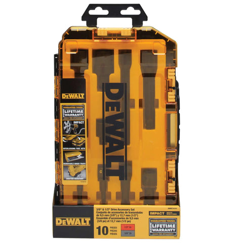 Impact Driver Socket Set With Extensions And Drill Adapters Metric 10 Piece Three Eighths Inch And One Half Inch Drive