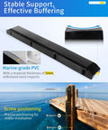 Tough As Nails 48 Inch Dock Piling Bumpers 2 Pack Marine Grade Vertical Post Protectors For Boat Mooring and Marina Pilings shown mounted on a dock.