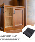 Self Adhesive Wallpaper Roll For Cabinets Sleek Black Waterproof Pvc Vinyl Wrap Realistic Wood Texture Easy Peasy Peel And Stick No Sweat kitchen cabinet details with wooden finish.