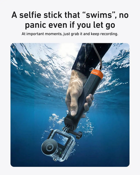 Person using Waterproof Case With Floating Stick For DJI Osmo Nano Deep Sea Ready Underwater Housing in ocean