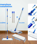 18 Inch Microfiber Flat Mop With Heavy Duty Stainless Steel Handle And Durable Aluminum Base For Wet And Dry Floor Cleaning dimensions and installation details.