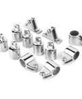 Premium Marine Grade 316 Stainless Steel Boat Hardware Kit With Slide Ends Hinges And Fitting Accessories Perfect For Upgrading Your Yacht Or Bimini Top Rigging In Saltwater Waters. 22mm clamp fittings and hinges