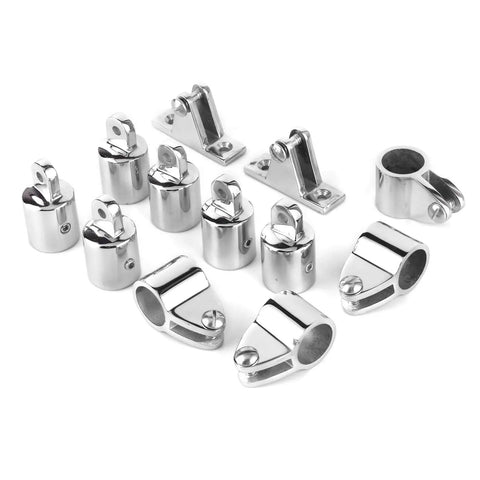 Premium Marine Grade 316 Stainless Steel Boat Hardware Kit With Slide Ends Hinges And Fitting Accessories Perfect For Upgrading Your Yacht Or Bimini Top Rigging In Saltwater Waters. 22mm clamp fittings and hinges