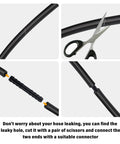 115-piece car vacuum hose connector assortment collage: black hoses, barbed straight/reducer connectors, 12 sizes.