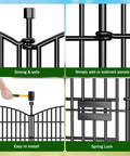 Tall 40 Inch High Outdoor Decorative Garden Fence With Gate, 23.6 Foot Long No Dig Dog Fence installation and lock details