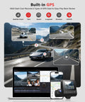 3 Channel Dash Cam For Cars Front And Rear With 4K Video And Cabin Cam HDR Night Vision Ride Ready 24 Hour Parking Mode Includes GPS