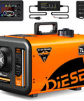 No Fuss 8Kw Diesel Air Heater With Simple LCD Screen And Dang Fast Warmup For Your Ride Or Campout Featuring Sweet Top Shelf Build 12 24 110 220 Volt Portable All In One Heating Rig For Rv Van Camper close-up view of the heater and LCD.