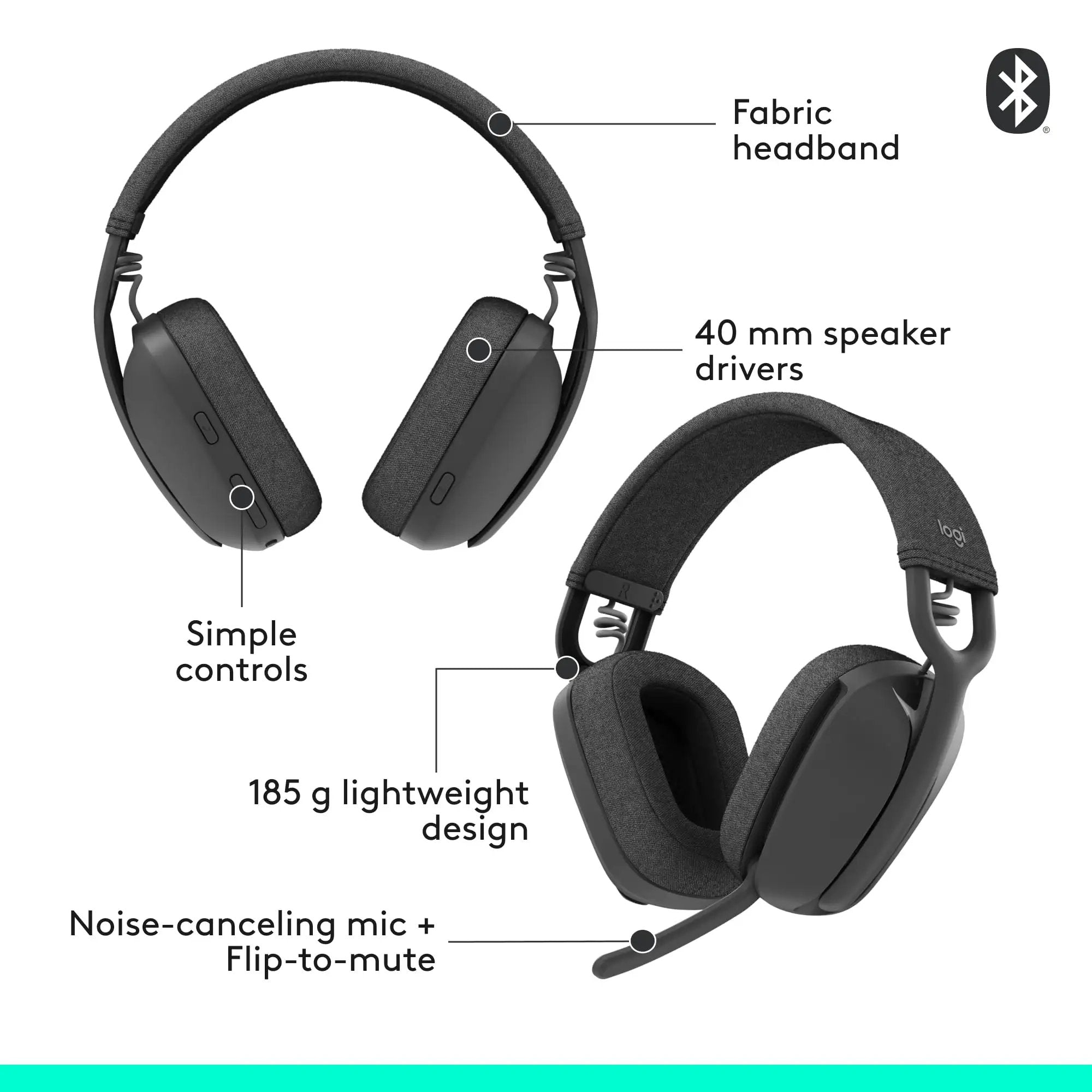 Zone Vibe 100 Wireless Over Ear Headphones With Noise✓