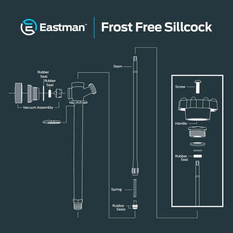 Diagram of Six Inch Frost Free Sillcock With Vacuum Breaker For Outdoor Water Supply One Half Inch MIP And One Half Inch Sweat