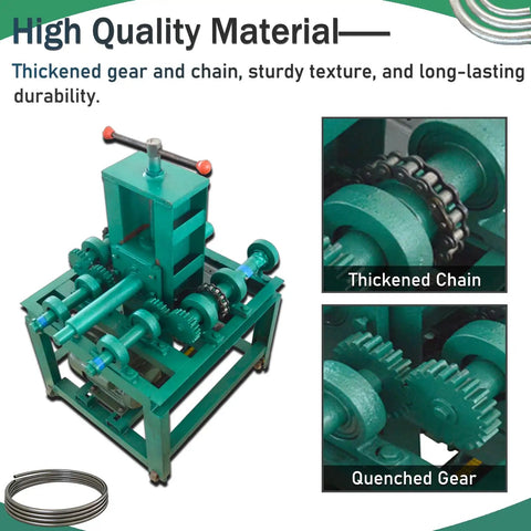 Heavy-Duty Electric Tube Pipe Bender Machine With Round And Square Dies For Metal Fabrication Welding Projects Professional Tool, showing thickened gears and chain.