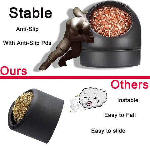 Pro Grade Soldering Iron Tip Cleaner Kit With Non Slip Cleaning Wire Ball And Base Holder, showing stability comparison